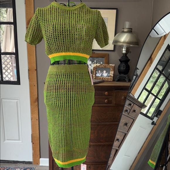 Micas Other - Micas Green Knit Dress with Yellow Accents